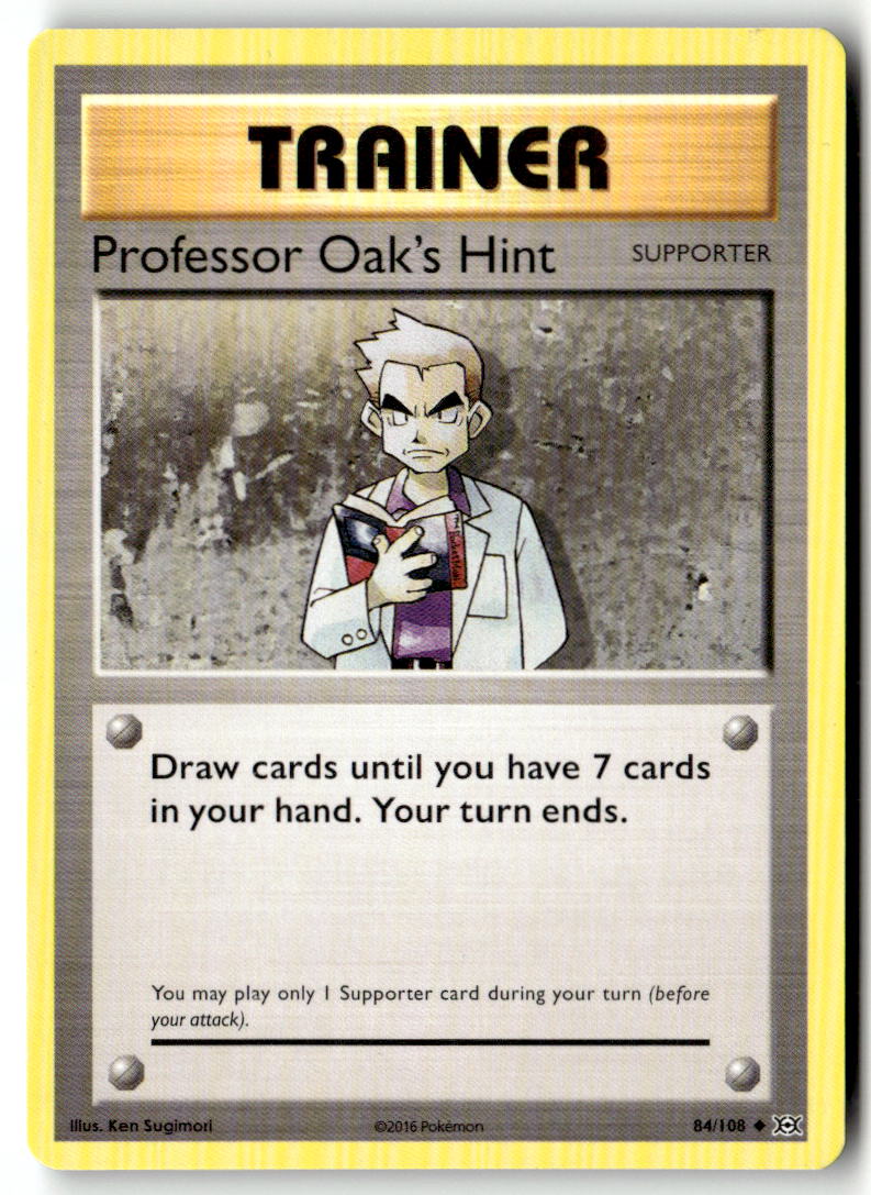 Front of Professor Oak's Hint 84/108 from XY - Evolutions