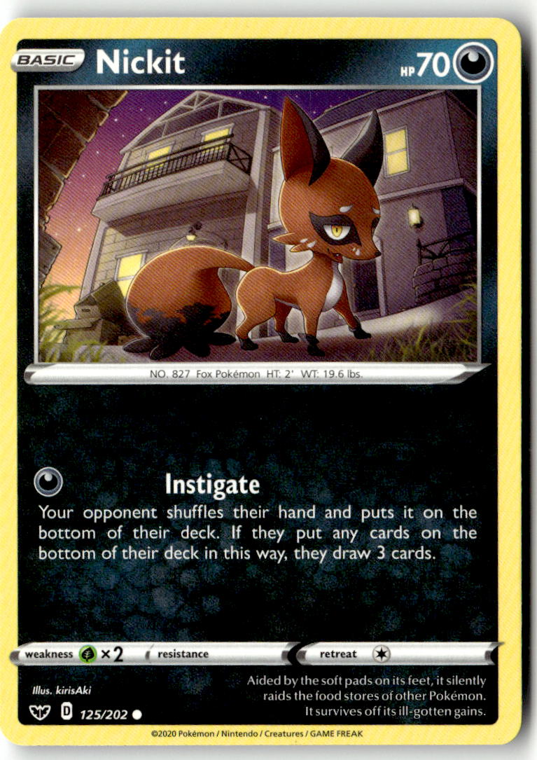 Front of Nickit 125/202 from Sword & Shield Base Set