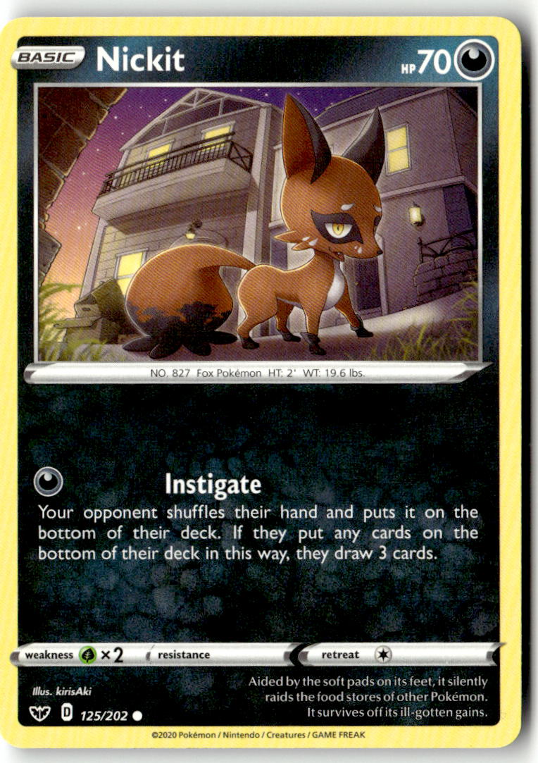 Front of Nickit 125/202 from Sword & Shield Base Set