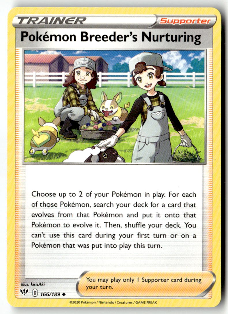 Front of Pokemon Breeder's Nurturing 166/189 from Darkness Ablaze