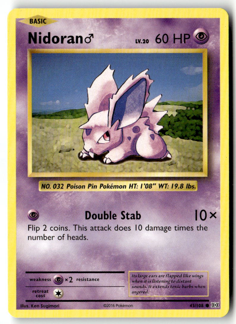 Front of Nidoran M 43/108 from XY - Evolutions