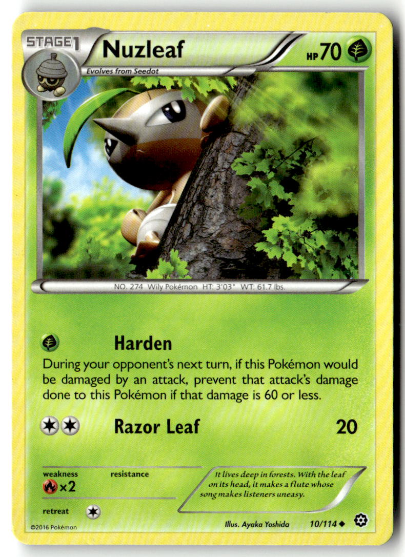 Front of Nuzleaf 10/114 from XY - Steam Siege