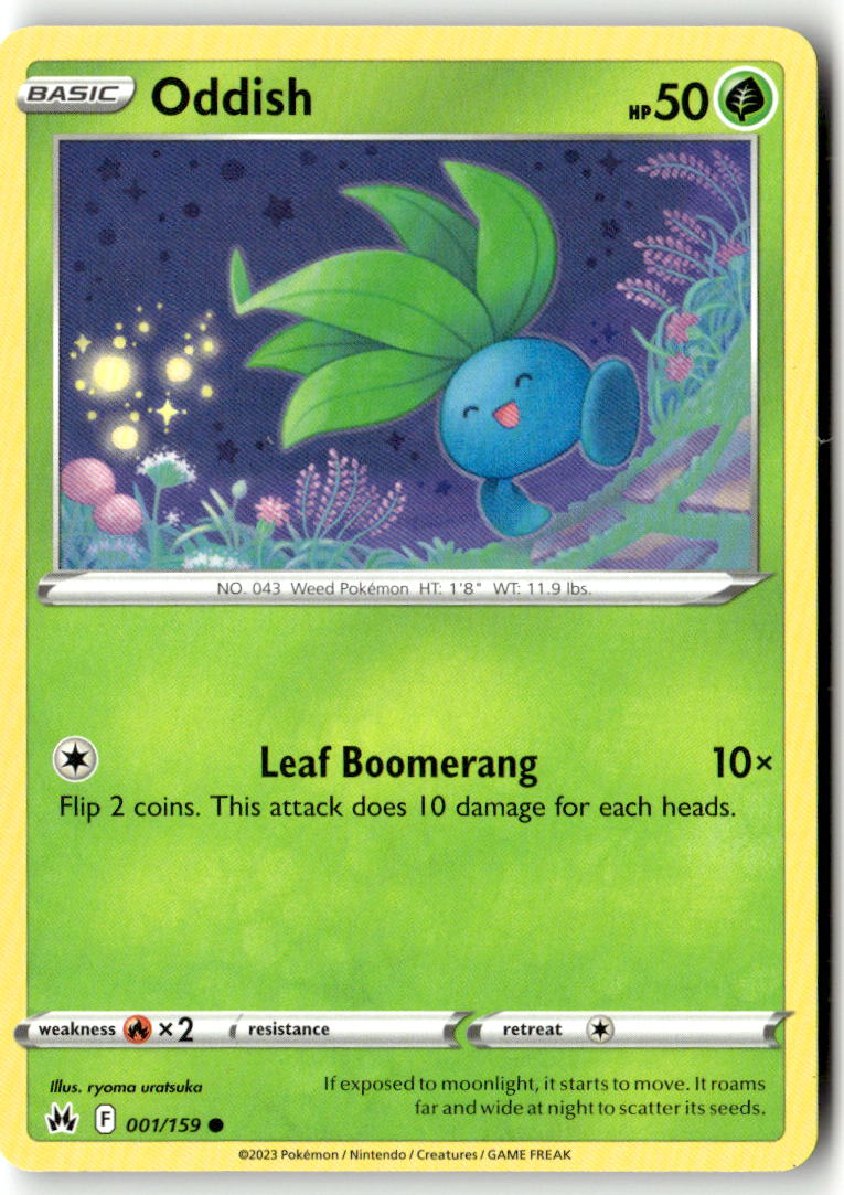 Front of Oddish 001/159 from Crown Zenith