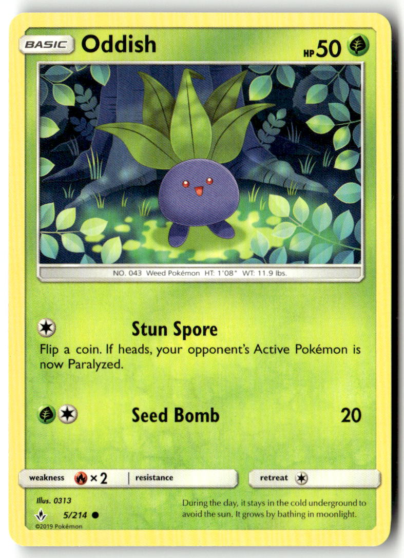 Front of Oddish (5) 5/214 from SM - Unbroken Bonds
