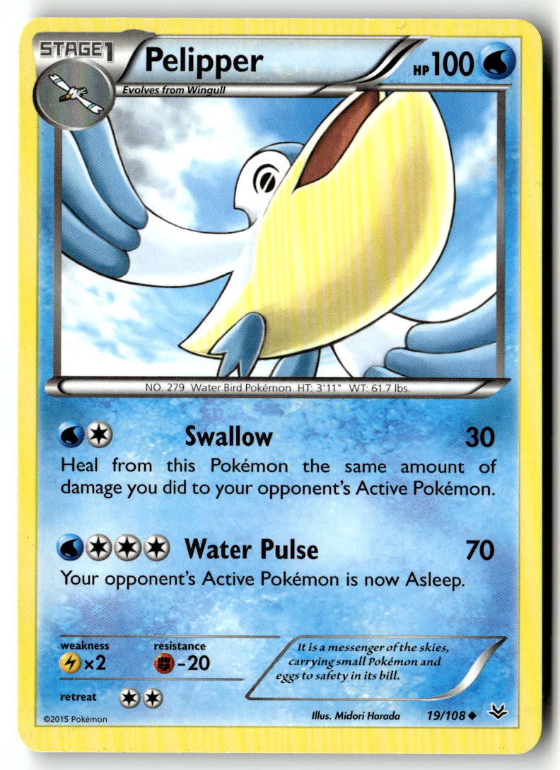 Front of Pelipper 19/108 from XY - Roaring Skies