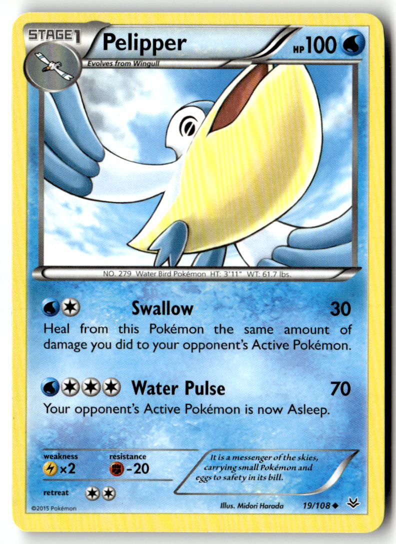 Front of Pelipper 19/108 from XY - Roaring Skies