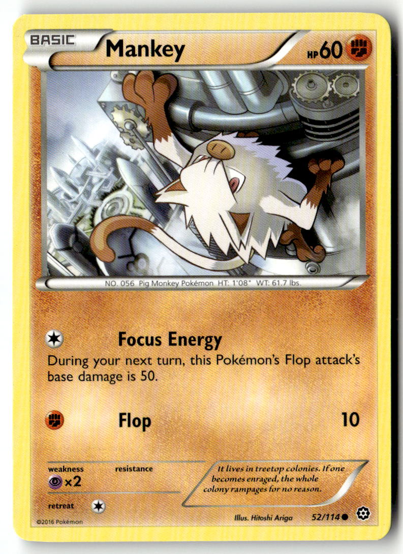 Front of Mankey 52/114 from XY - Steam Siege