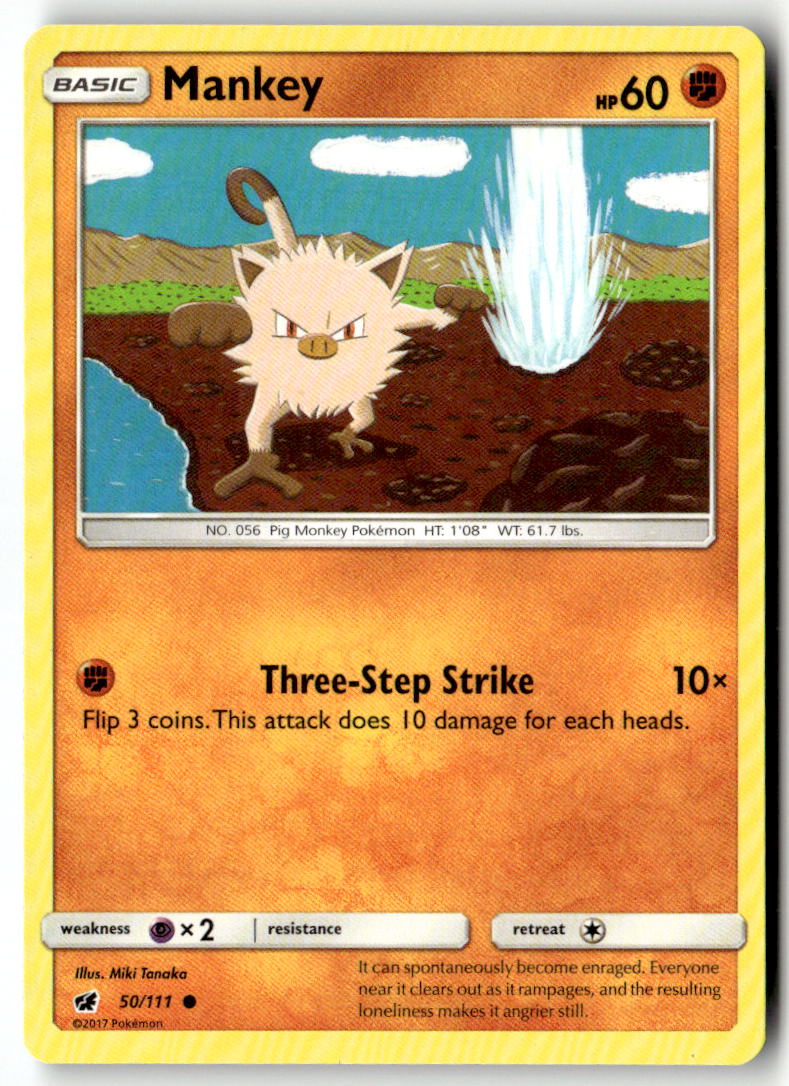Front of Mankey 50/111 from SM - Crimson Invasion