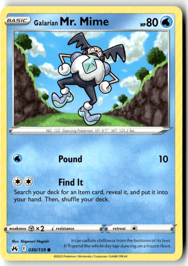 Front of Galarian Mr. Mime 030/159 from Crown Zenith