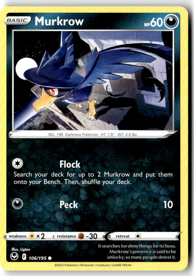 Front of Murkrow 106/195 from Silver Tempest