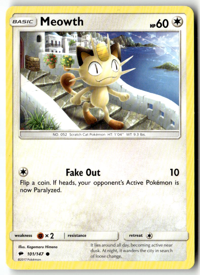 Front of Meowth 101/147 from SM - Burning Shadows