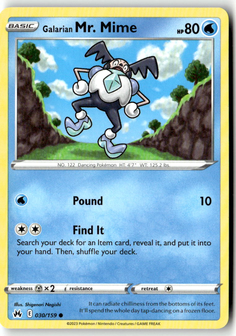 Front of Galarian Mr. Mime 030/159 from Crown Zenith