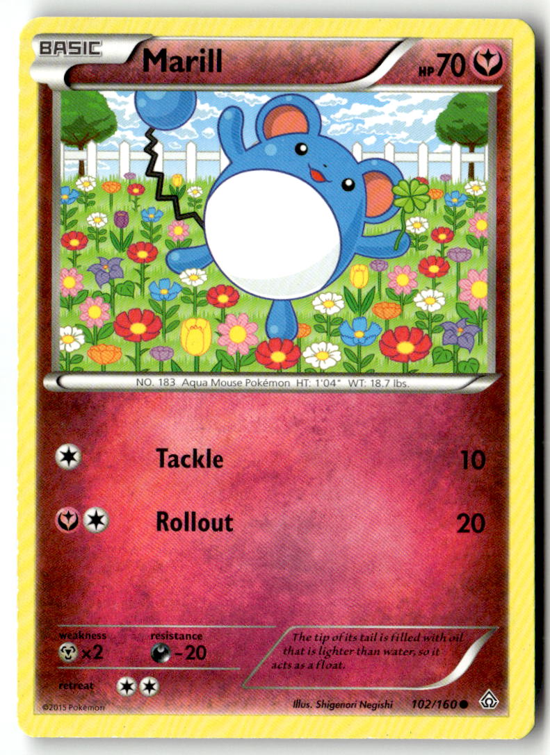 Front of Marill 102/160 from XY - Primal Clash