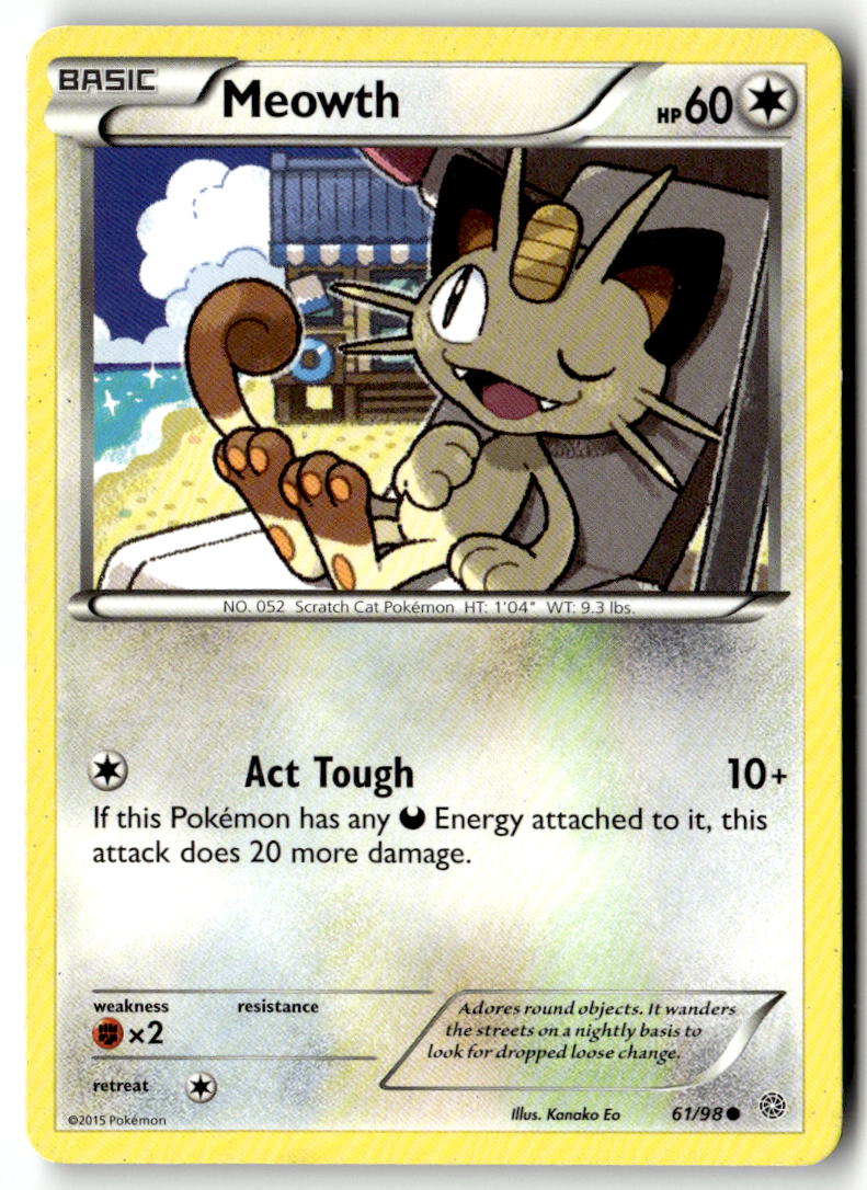 Front of Meowth 61/98 from XY - Ancient Origins