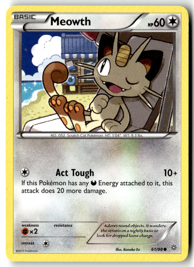Front of Meowth 61/98 from XY - Ancient Origins