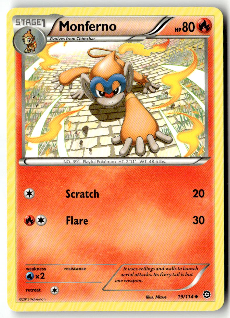 Front of Monferno 19/114 from XY - Steam Siege
