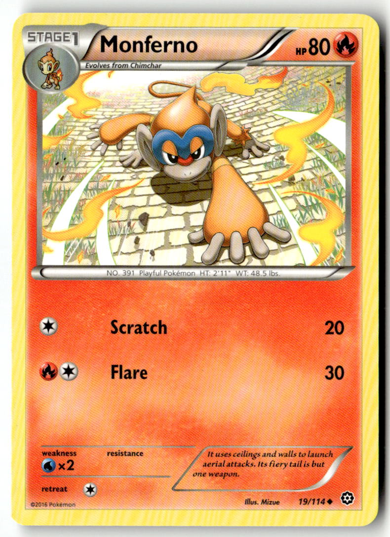 Front of Monferno 19/114 from XY - Steam Siege