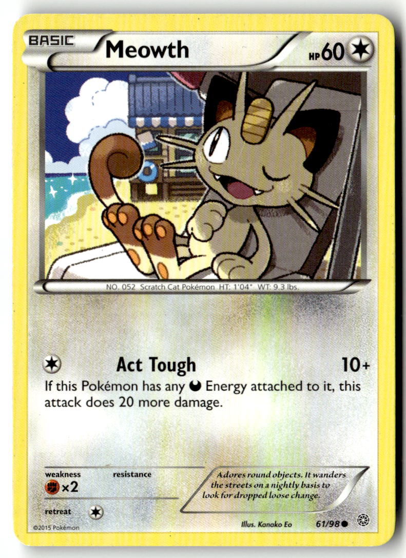 Front of Meowth 61/98 from XY - Ancient Origins