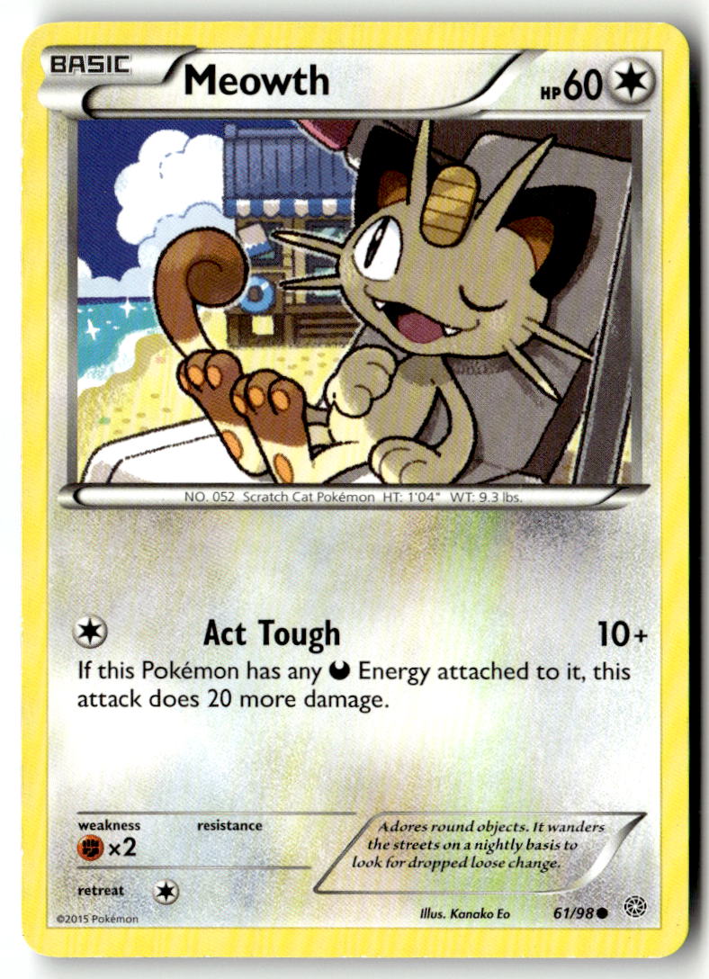 Front of Meowth 61/98 from XY - Ancient Origins