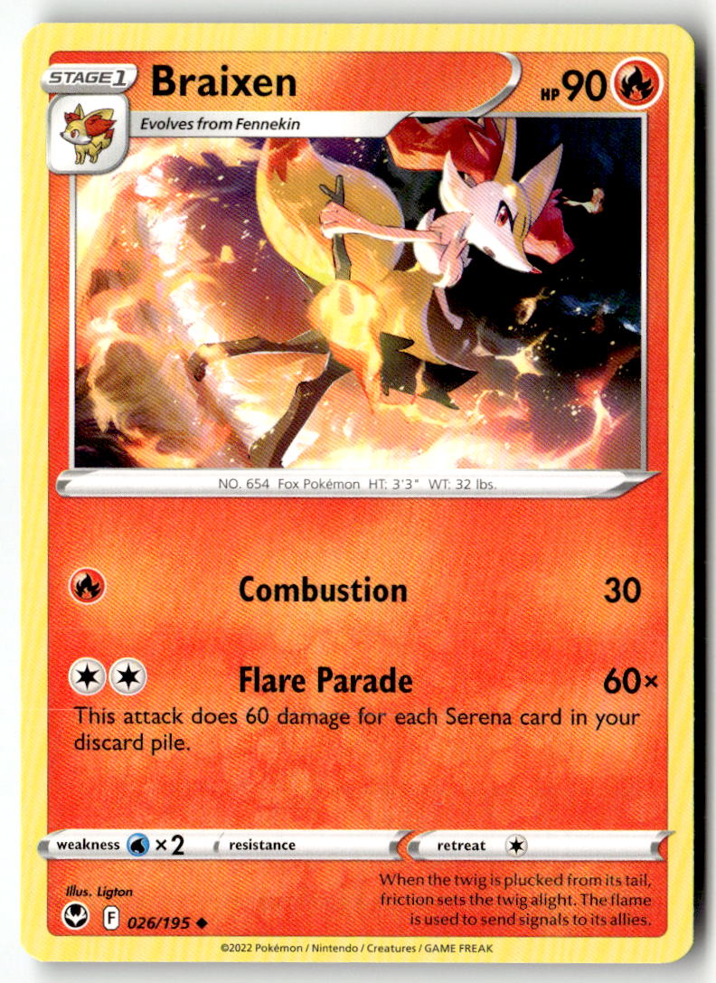 Front of Braixen 026/195 from Silver Tempest