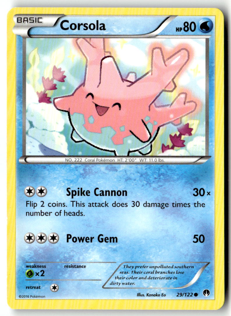 Front of Corsola 29/122 from XY - BREAKpoint