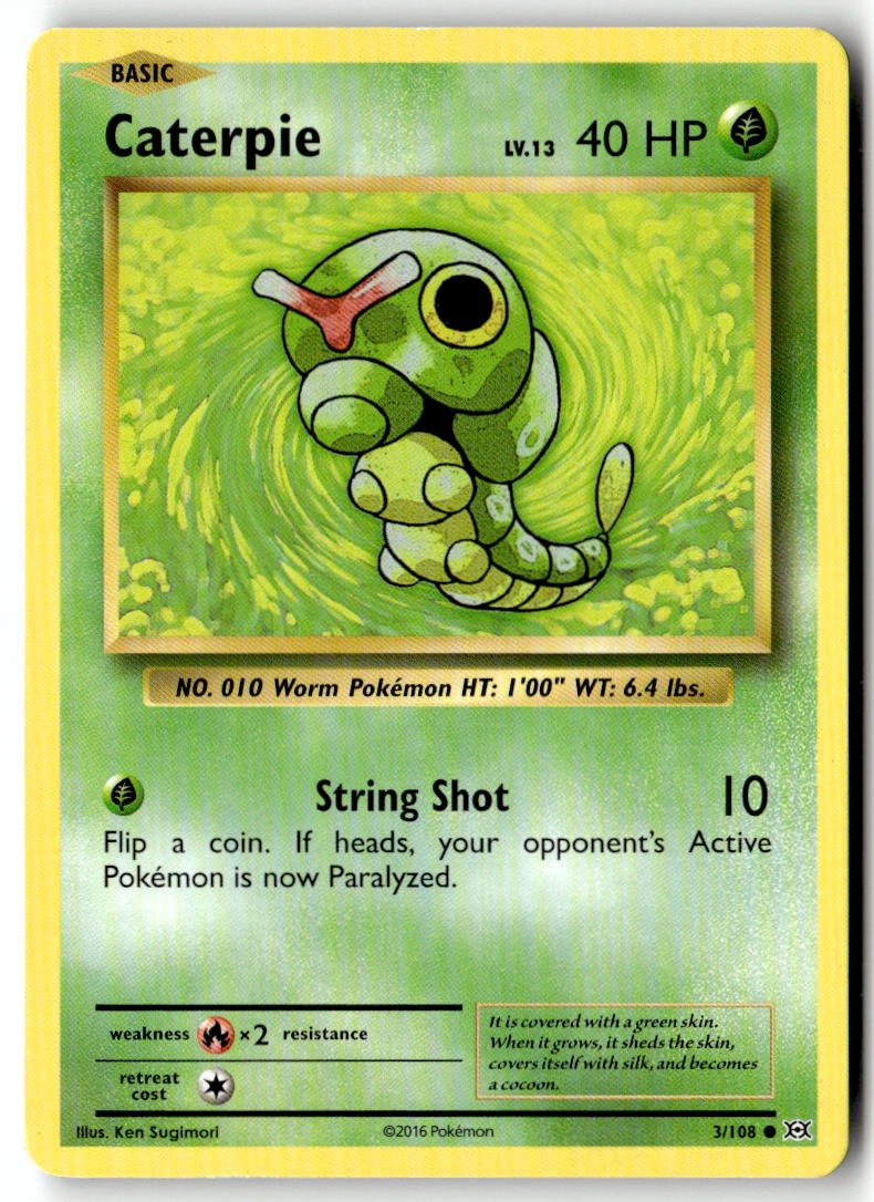 Front of Caterpie 3/108 from XY - Evolutions