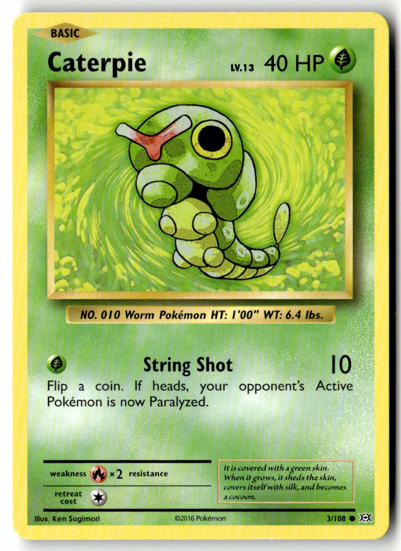 Front of Caterpie 3/108 from XY - Evolutions