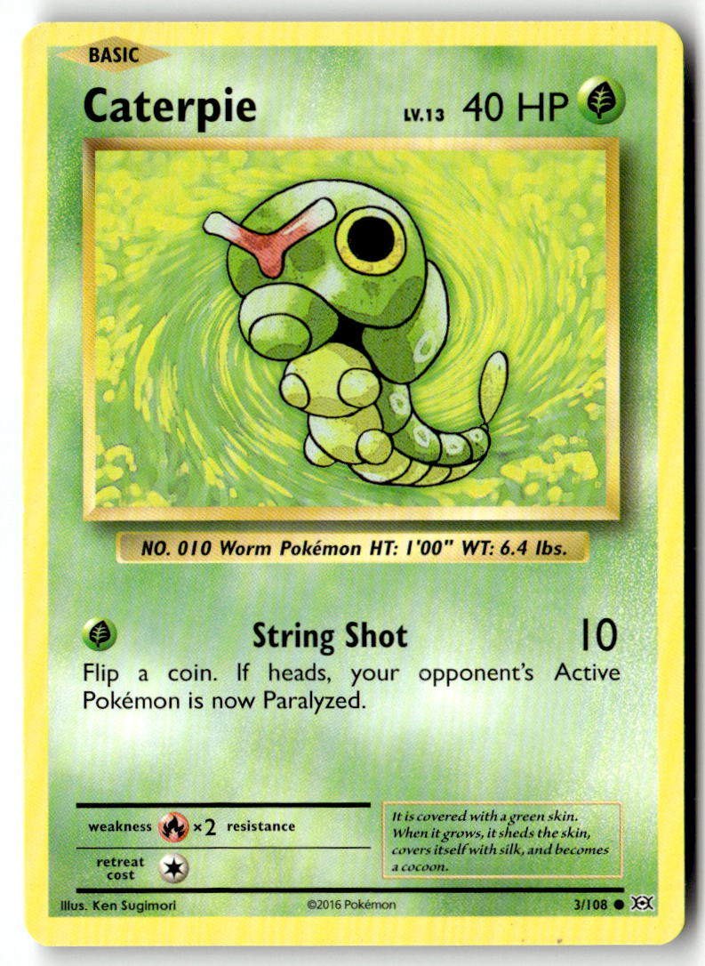 Front of Caterpie 3/108 from XY - Evolutions
