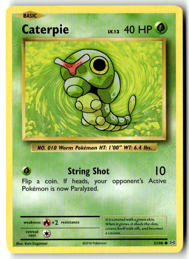 Front of Caterpie 3/108 from XY - Evolutions