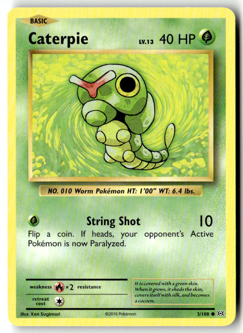 Front of Caterpie 3/108 from XY - Evolutions