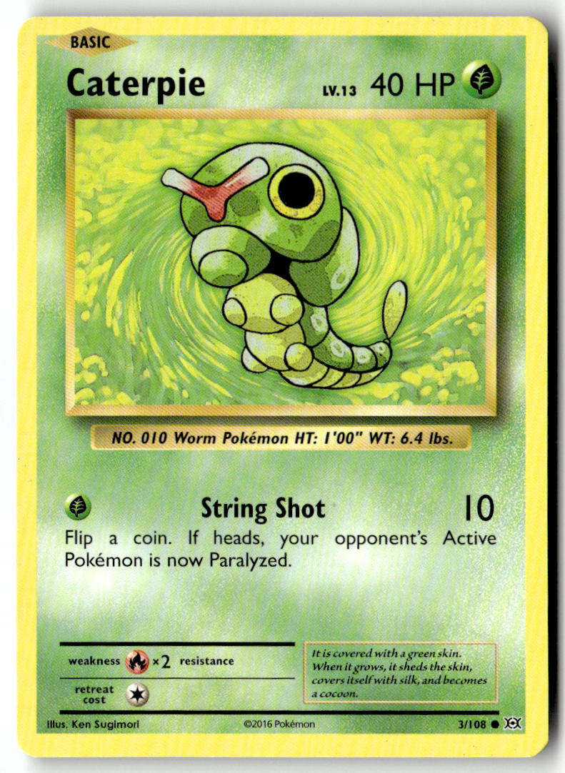 Front of Caterpie 3/108 from XY - Evolutions