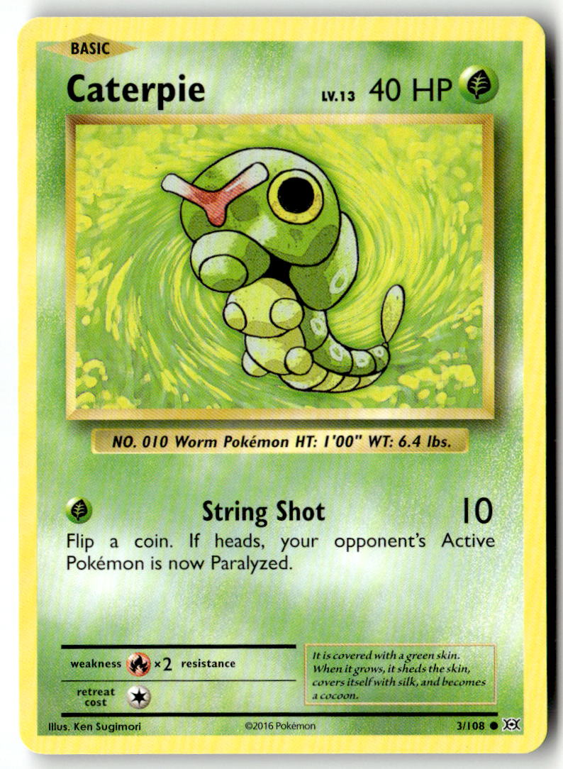 Front of Caterpie 3/108 from XY - Evolutions