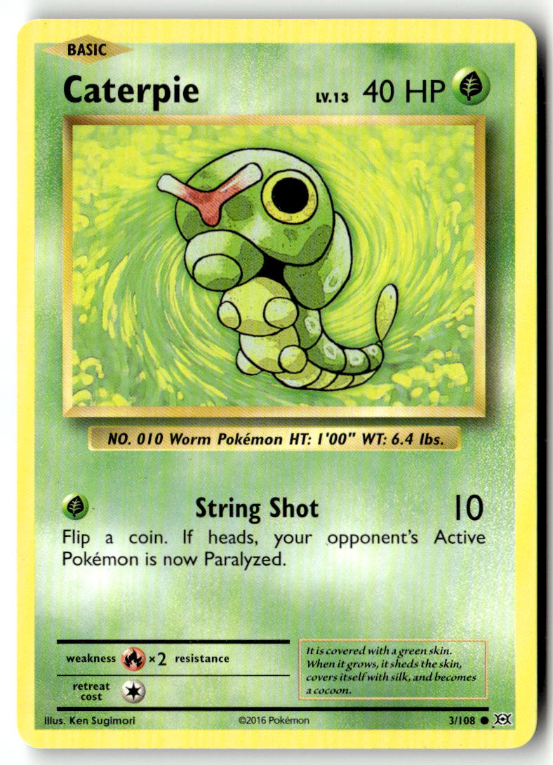 Front of Caterpie 3/108 from XY - Evolutions