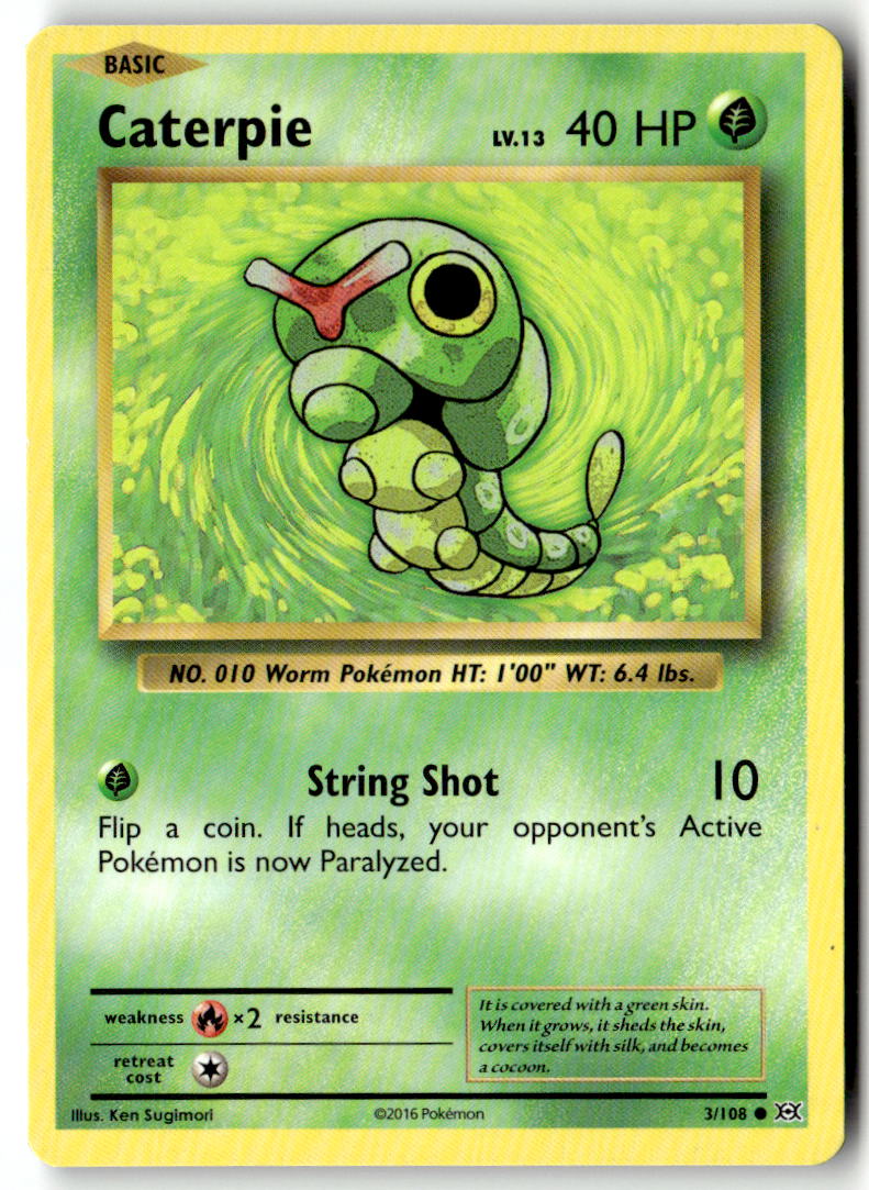 Front of Caterpie 3/108 from XY - Evolutions