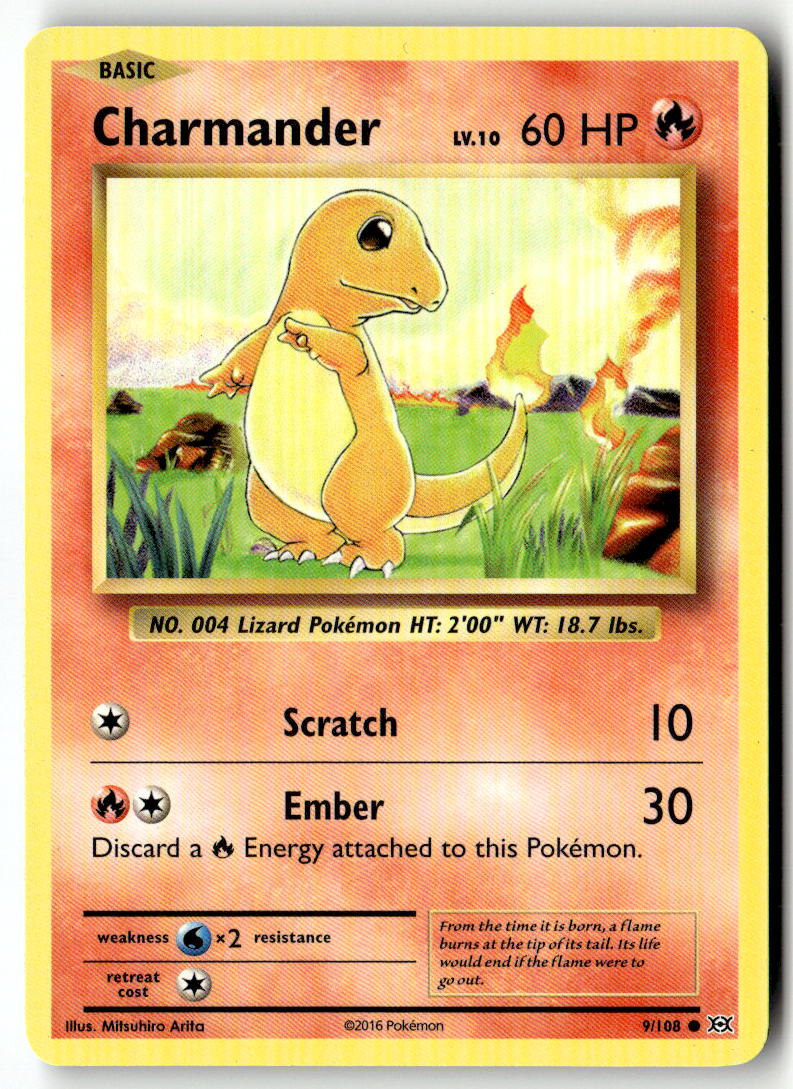 Front of Charmander 9/108 from XY - Evolutions