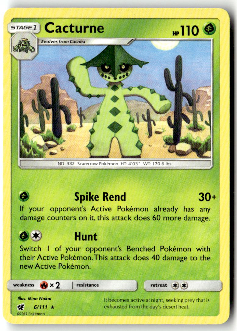 Front of Cacturne 6/111 from SM - Crimson Invasion