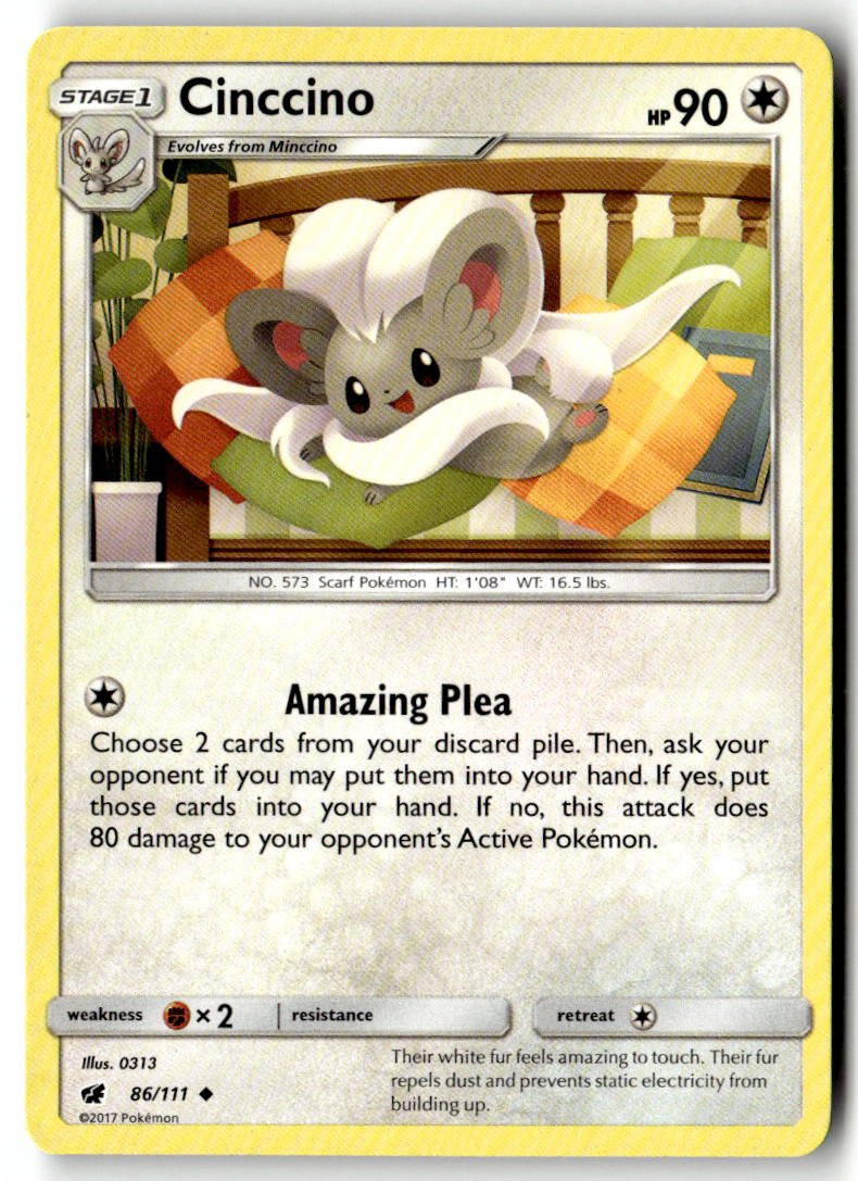Front of Cinccino 86/111 from SM - Crimson Invasion