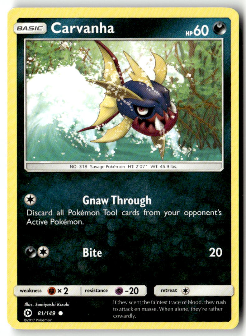 Front of Carvanha 81/149 from SM Base Set