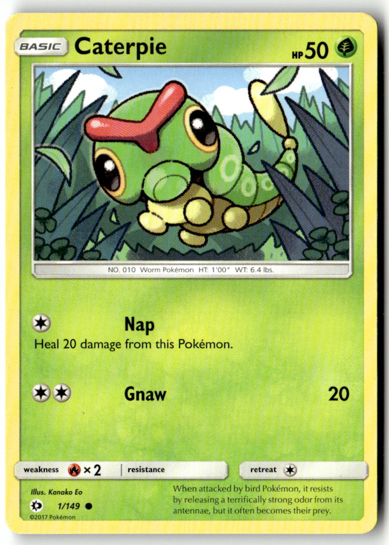 Front of Caterpie 1/149 from SM Base Set