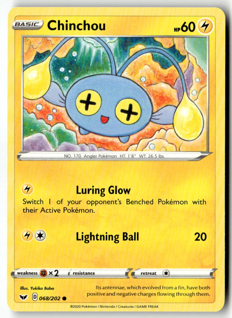 Front of Chinchou (068) 068/202 from Sword & Shield Base Set