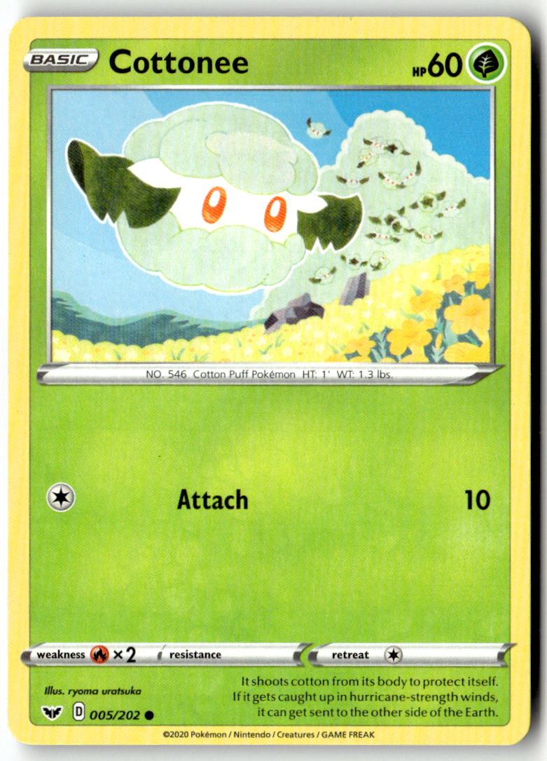 Front of Cottonee 005/202 from Sword & Shield Base Set