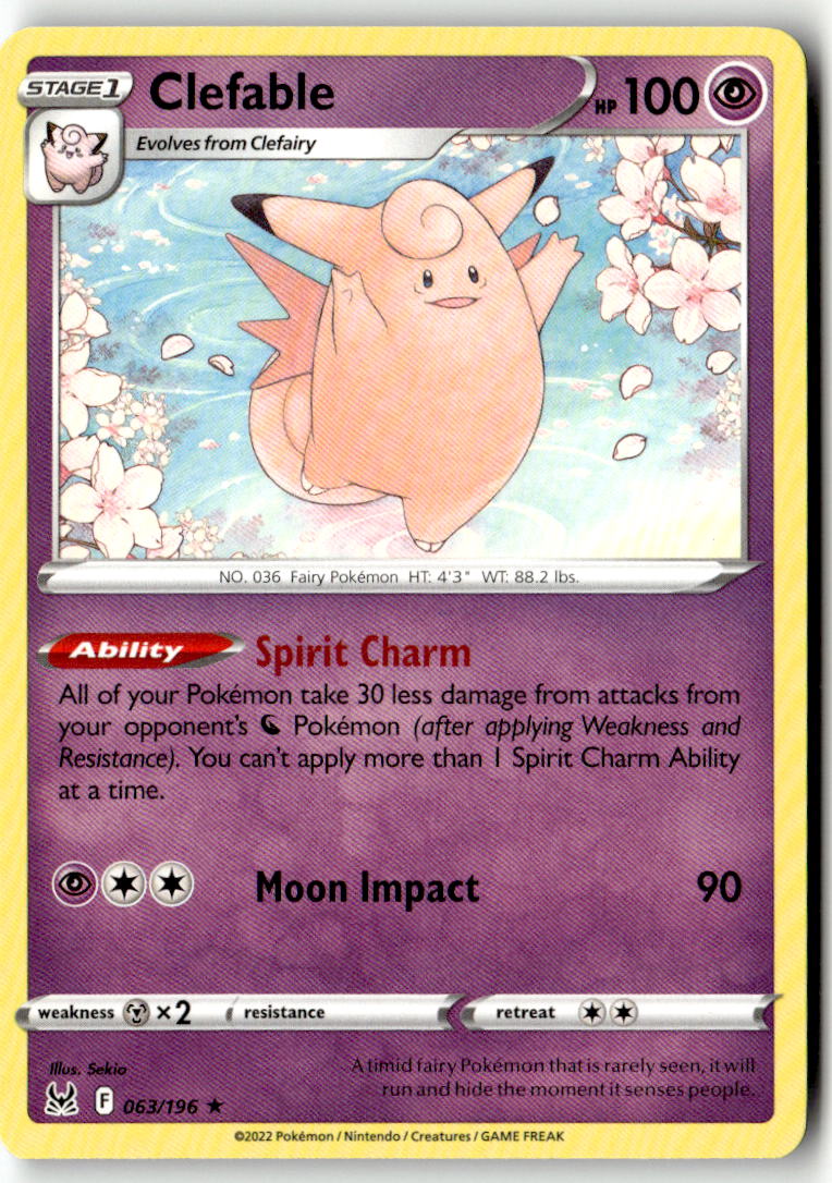 Front of Clefable 063/196 from Lost Origin