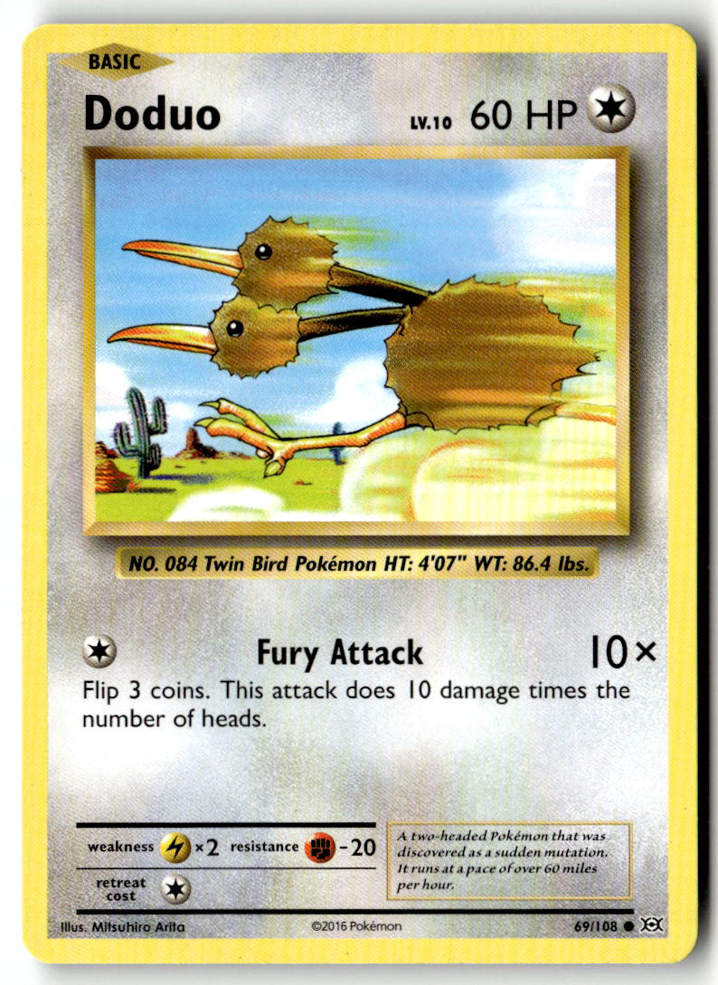 Front of Doduo 69/108 from XY - Evolutions