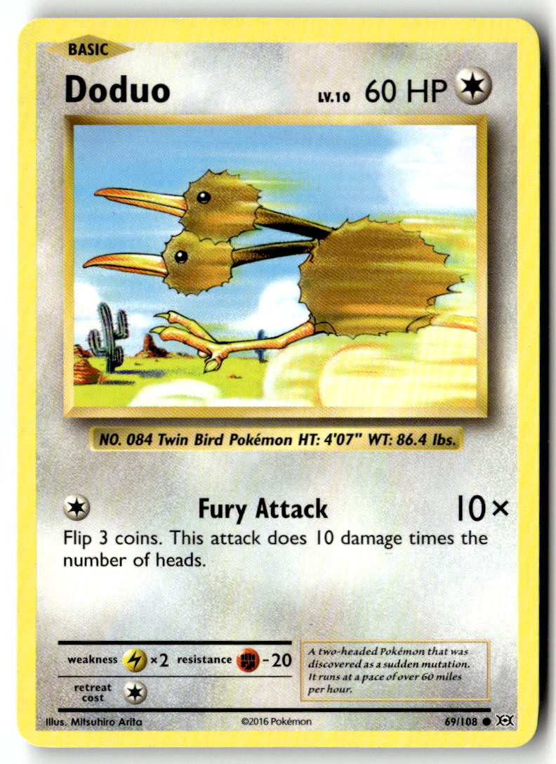 Front of Doduo 69/108 from XY - Evolutions