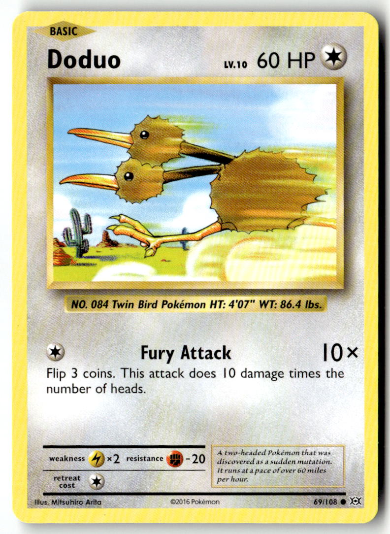Front of Doduo 69/108 from XY - Evolutions