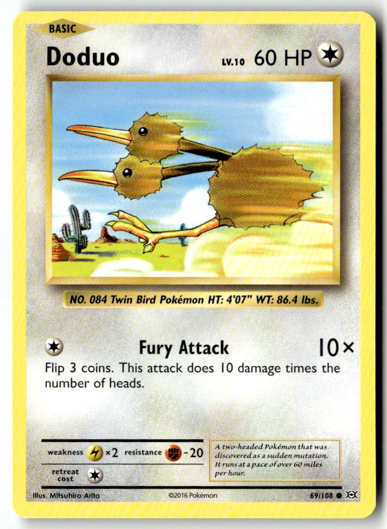 Front of Doduo 69/108 from XY - Evolutions