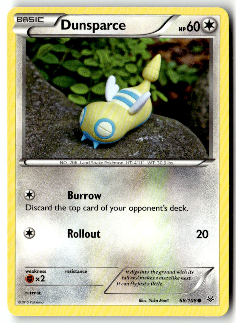 Front of Dunsparce 68/108 from XY - Roaring Skies
