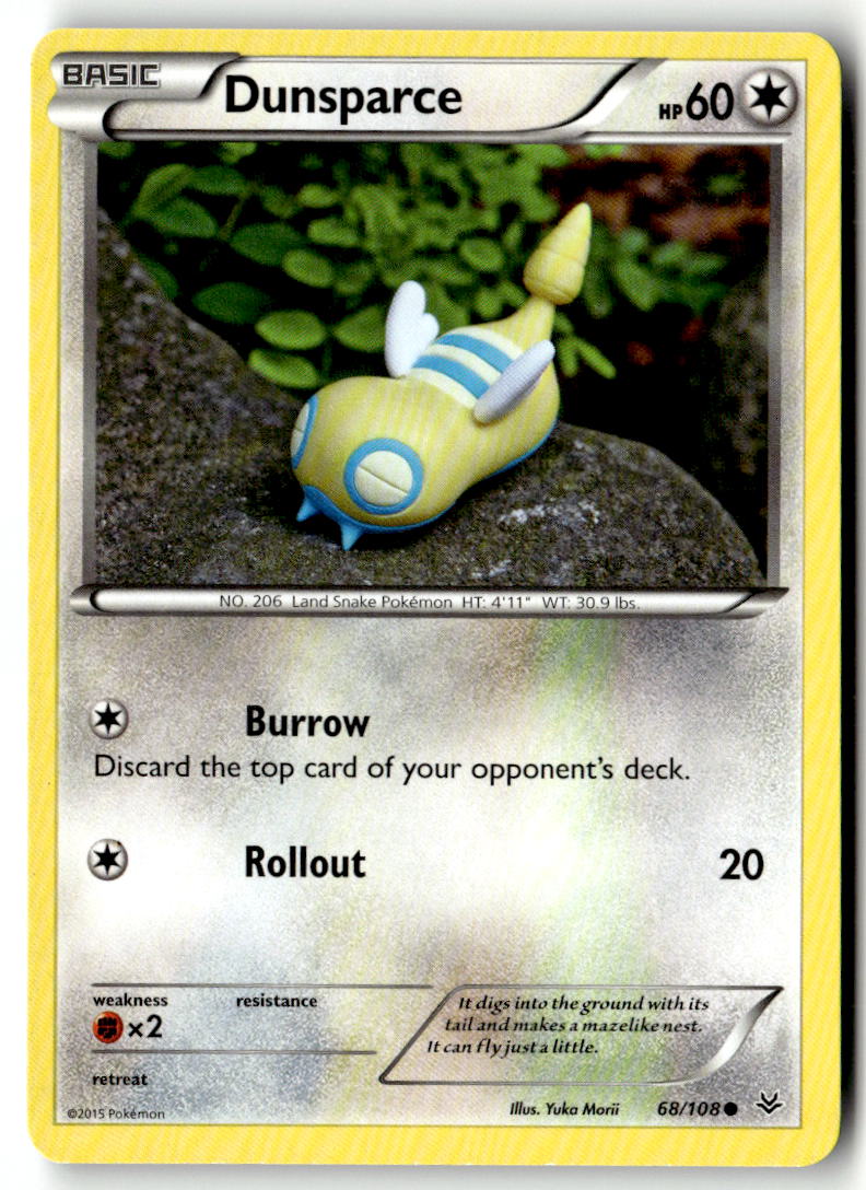 Front of Dunsparce 68/108 from XY - Roaring Skies