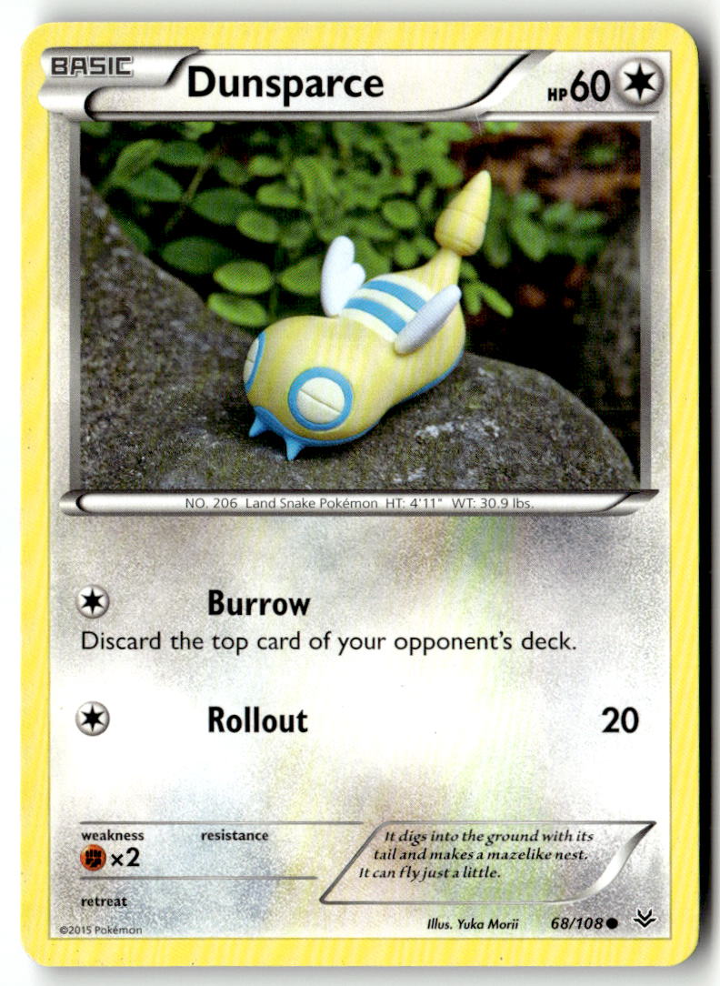 Front of Dunsparce 68/108 from XY - Roaring Skies