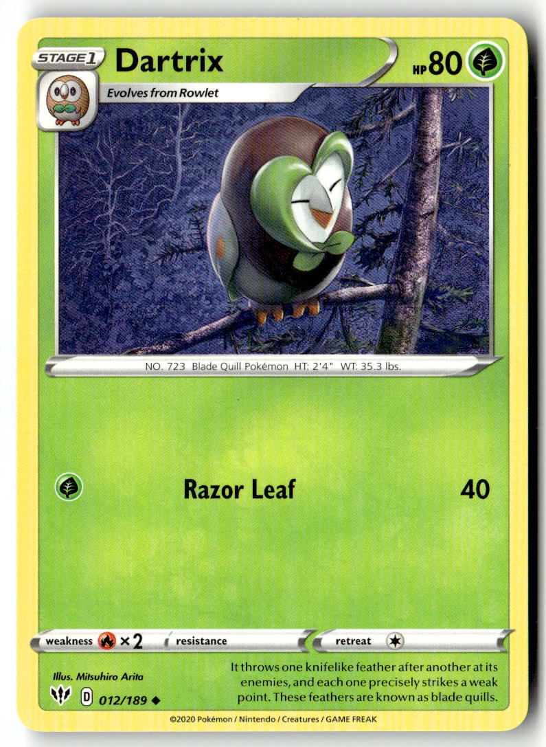 Front of Dartrix 012/189 from Darkness Ablaze
